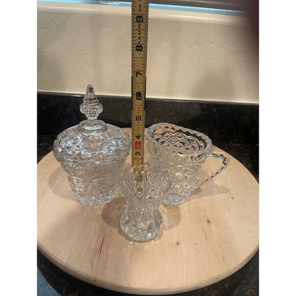 Crystal Sugar Bowl and Creamer Set with toothpick holder - Picture 8 of 9